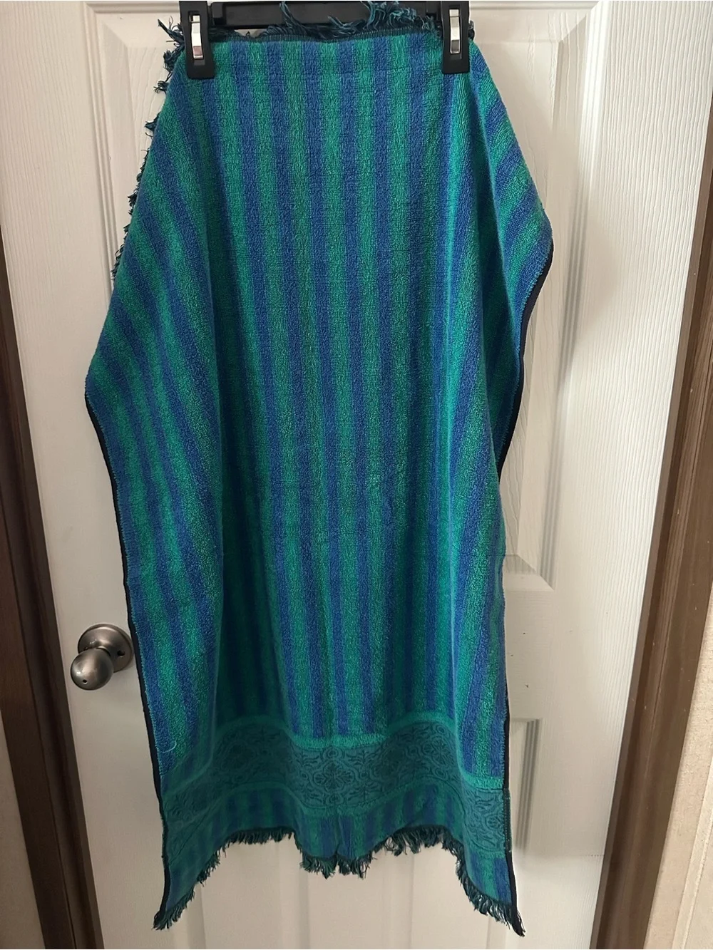 Callaway Teal & Navy Striped Barh towel 1960-1970